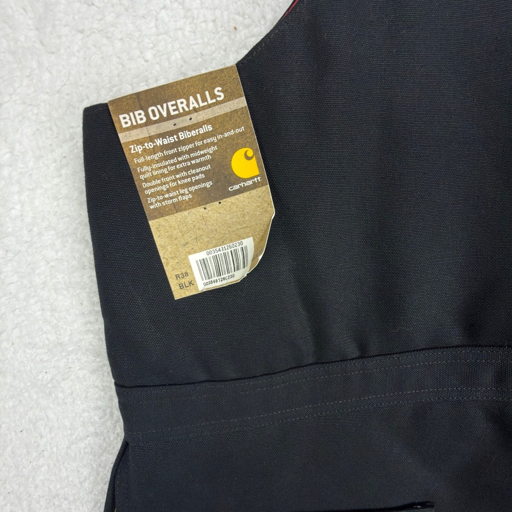 Carhartt Zip-To-Waist Insulated Bibs Overalls Mens 46x28 R38 BLK Black NWT NOS